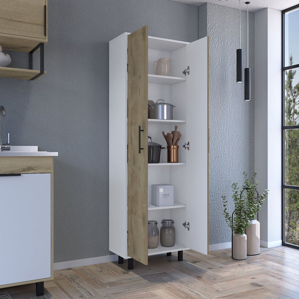 English Elm Napoles Wall Cabinet offering sleek particle board construction, modern storage solution for kitchens and bathrooms Multicolor 78.74 L x 17.32 W x 5.12 H B070102699