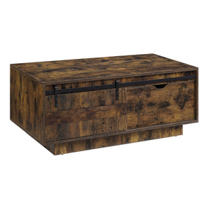 English Elm Rustic Industrial Oak Coffee Table with Open Shelf, Durable Powder-Coated Frame and Spacious Surface Rustic B062P181423