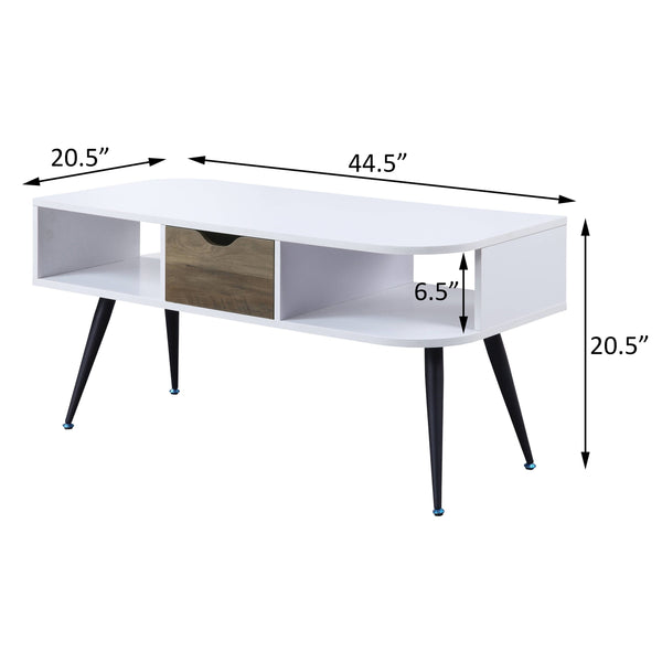 English Elm White Elegant Square End Table with Sleek Metal Legs, Spacious Top for Décor and Modern Minimalist Style White+Black B062P181418