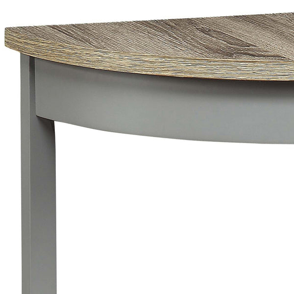 English Elm Grey Half Moon Console Table in Grey Oak Finish with Bottom Shelf, Rustic Entryway Accent Table B062P181397