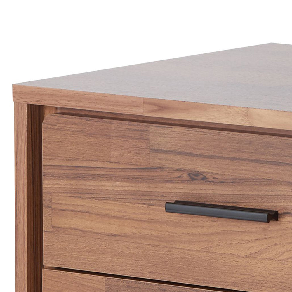 English Elm Walnut Mid-Century Accent Table with 2 Drawers and Hairpin Legs, Stylish Storage for Small Spaces B062P181398