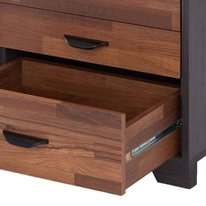 English Elm Walnut 3-Drawer Rectangular Accent Table in Walnut & Espresso — Versatile Nightstand with Smooth 3/4 Drawers B062P181403