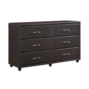 English Elm Contemporary Faux Leather 6 Drawer Dresser with Silver Bar Pulls for Urban Bedrooms B011P183622