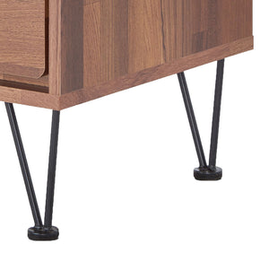 English Elm Walnut Mid-Century Accent Table with 2 Drawers and Hairpin Legs, Stylish Storage for Small Spaces B062P181398