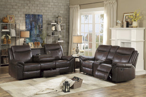 English Elm Dark Brown Faux Leather Reclining Sofa with Usb Ports Cup Holders Living Room B011P183624