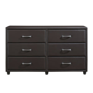 English Elm Contemporary Faux Leather 6 Drawer Dresser with Silver Bar Pulls for Urban Bedrooms B011P183622