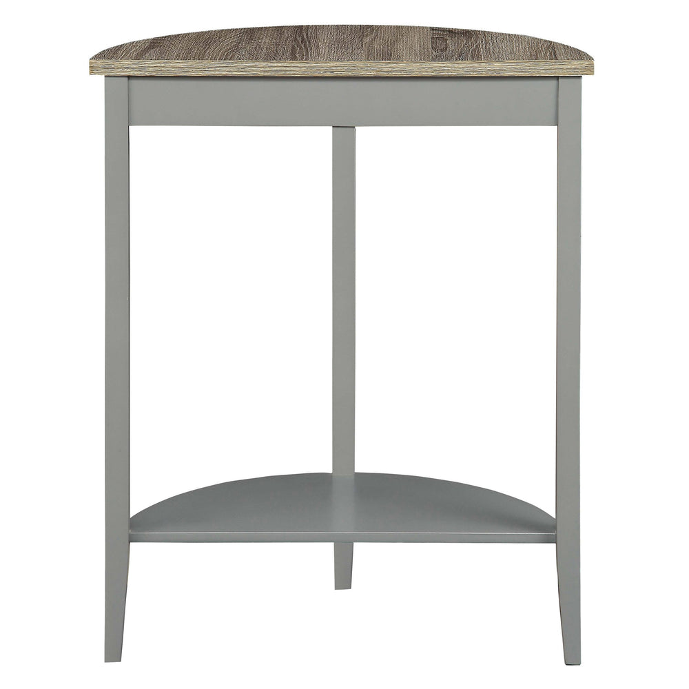 English Elm Grey Half Moon Console Table in Grey Oak Finish with Bottom Shelf, Rustic Entryway Accent Table B062P181397