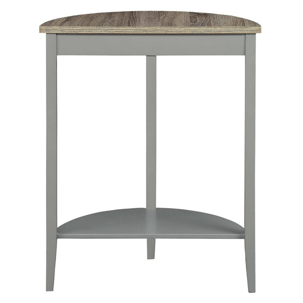 English Elm Grey Half Moon Console Table in Grey Oak Finish with Bottom Shelf, Rustic Entryway Accent Table B062P181397