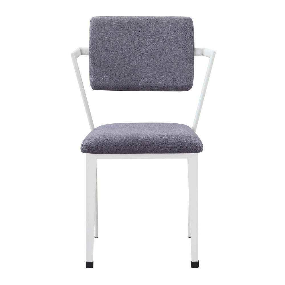 English Elm Grey Open Back Upholstered Office Chair with Breathable Design, Plush Padded Seat and Sleek White Iron Frame for Comfortable Stylish Workspace Productivity B062P182688
