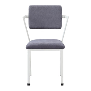 English Elm Grey Open Back Upholstered Office Chair with Breathable Design, Plush Padded Seat and Sleek White Iron Frame for Comfortable Stylish Workspace Productivity B062P182688