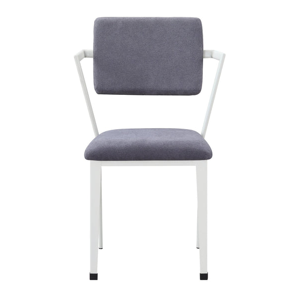 English Elm Grey Open Back Upholstered Office Chair with Breathable Design, Plush Padded Seat and Sleek White Iron Frame for Comfortable Stylish Workspace Productivity B062P182688