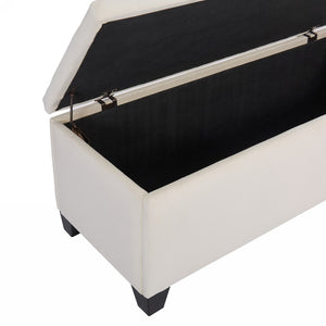English Elm Fashion Beige Velvet Upholstered Storage Bench with Lift Top for Bedroom or Entryway W2082P176546