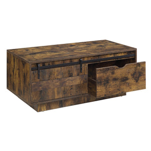 English Elm Rustic Industrial Oak Coffee Table with Open Shelf, Durable Powder-Coated Frame and Spacious Surface Rustic B062P181423
