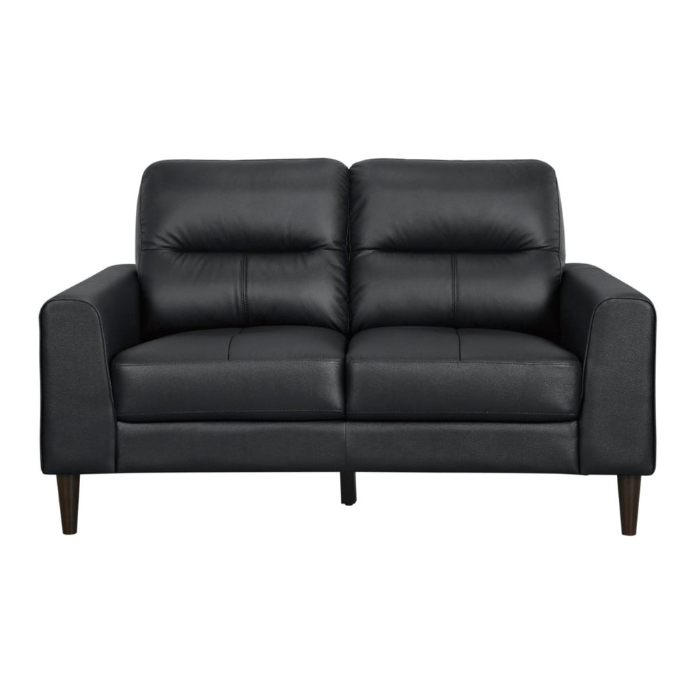 English Elm Modern Mid-century Loveseat Top Grain Leather Solid Wood Legs Living Room Seat B011P183637