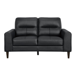 English Elm Modern Mid-century Loveseat Top Grain Leather Solid Wood Legs Living Room Seat B011P183637