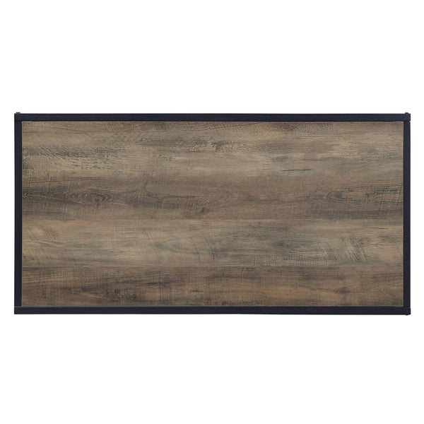 English Elm Rustic Industrial Oak Coffee Table with Open Shelf, Durable Powder-Coated Frame and Spacious Surface Black+Brown B062P181419