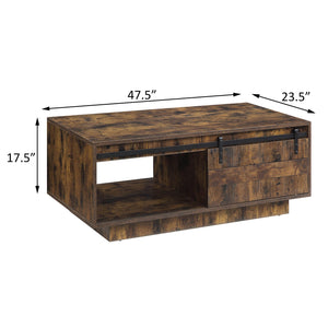 English Elm Rustic Industrial Oak Coffee Table with Open Shelf, Durable Powder-Coated Frame and Spacious Surface Rustic B062P181423