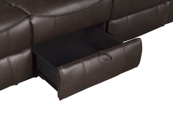 English Elm Dark Brown Faux Leather Reclining Sofa with Usb Ports Cup Holders Living Room B011P183624