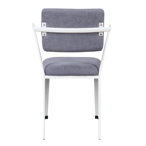 English Elm Grey Open Back Upholstered Office Chair with Breathable Design, Plush Padded Seat and Sleek White Iron Frame for Comfortable Stylish Workspace Productivity B062P182688