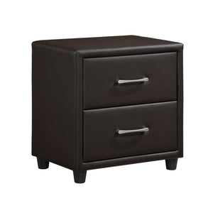 English Elm Contemporary Lorenzi Nightstand Dark Brown Faux Leather Two-Drawer Bedside Table with Silver Pulls B011P183623