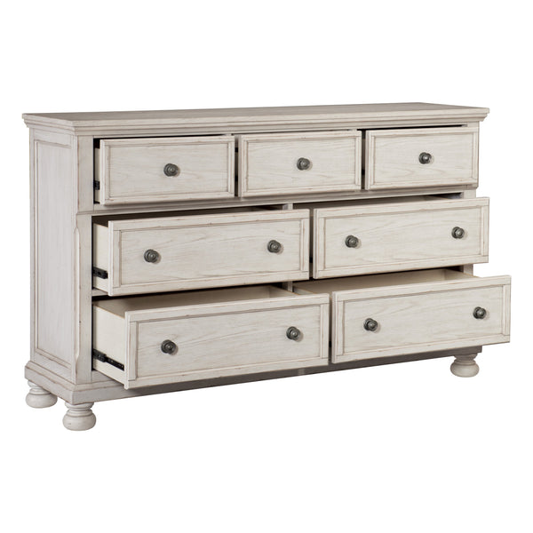English Elm Antique Bethel 7-Drawer Dresser in White Finish with Turned Bun Feet, Hidden Valuables Drawer, 64.75" B011P183412