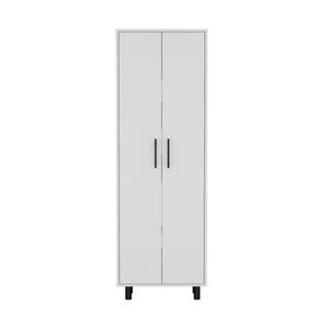 English Elm Napoles Wall Cabinet with One Door and Two Shelves, Space-Saving Particle Board Storage with Metal Handles White 78.74 L x 17.32 W x 5.12 H B200102698