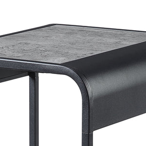 English Elm Concrete Grey and Black Modern End Table with Lower Shelf, Metal Frame, Curved Edges for Bedroom Elegance (21.5"H) B062P181422