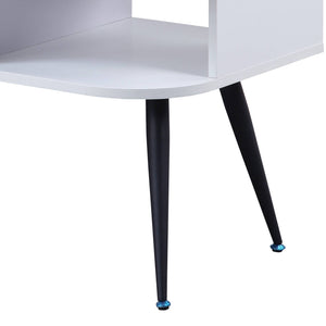 English Elm White Elegant Square End Table with Sleek Metal Legs, Spacious Top for Décor and Modern Minimalist Style White+Black B062P181418