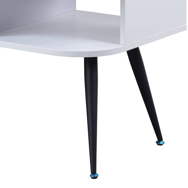 English Elm White Elegant Square End Table with Sleek Metal Legs, Spacious Top for Décor and Modern Minimalist Style White+Black B062P181418
