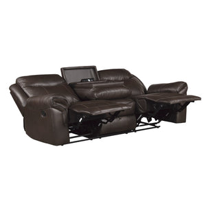 English Elm Dark Brown Faux Leather Reclining Sofa with Usb Ports Cup Holders Living Room B011P183624