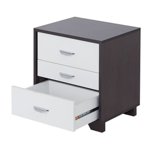 English Elm White Minimalist 3-Drawer Accent Table with Smooth 3/4 Extension Drawers for Bedroom or Living Room Storage White+Black B062P181404