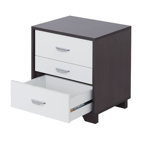 English Elm White Minimalist 3-Drawer Accent Table with Smooth 3/4 Extension Drawers for Bedroom or Living Room Storage White+Black B062P181404