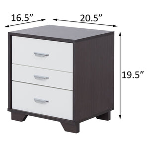 English Elm White Minimalist 3-Drawer Accent Table with Smooth 3/4 Extension Drawers for Bedroom or Living Room Storage White+Black B062P181404