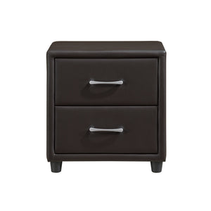 English Elm Contemporary Lorenzi Nightstand Dark Brown Faux Leather Two-Drawer Bedside Table with Silver Pulls B011P183623