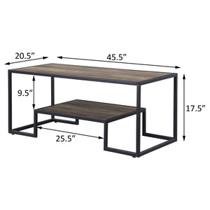 English Elm Rustic Industrial Oak Coffee Table with Open Shelf, Durable Powder-Coated Frame and Spacious Surface Black+Brown B062P181419