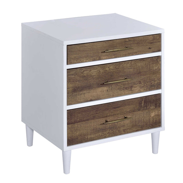 English Elm White Minimalist 3-Drawer Accent Table with Smooth 3/4 Extension Drawers for Bedroom or Living Room Storage Brown+White B062P181406