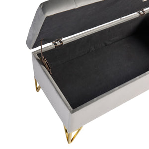 English Elm Fashion Velvet Storage Bench with Gold Steel Legs for Bedroom Entryway Living Room W2082P176563