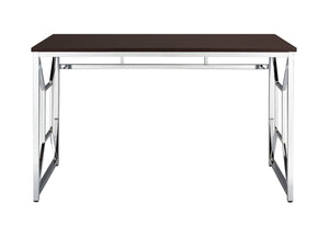 English Elm Martha Wide Home Office Desk with Chrome Legs and Anti-scratch Engineered Wood Top B091P183630