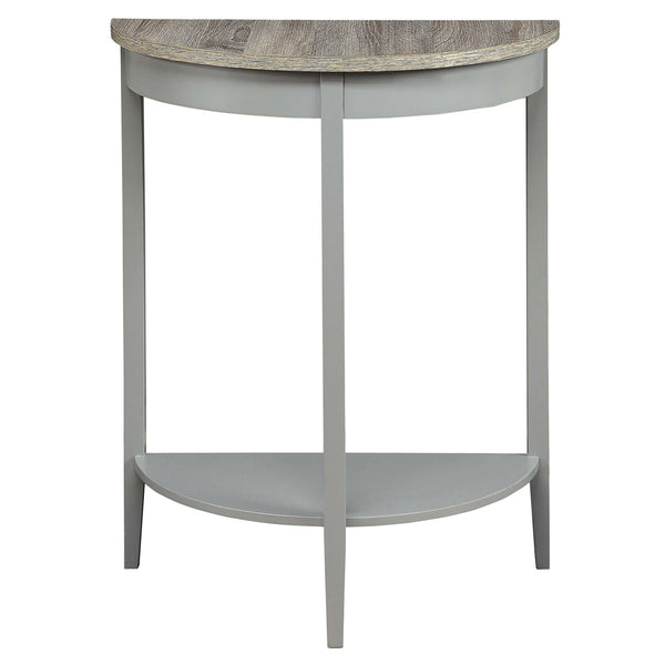 English Elm Grey Half Moon Console Table in Grey Oak Finish with Bottom Shelf, Rustic Entryway Accent Table B062P181397