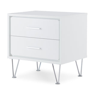 English Elm White Chic 2-Drawer Accent Table with Hairpin Legs, Modern White Nightstand for Storage & Style B062P181399