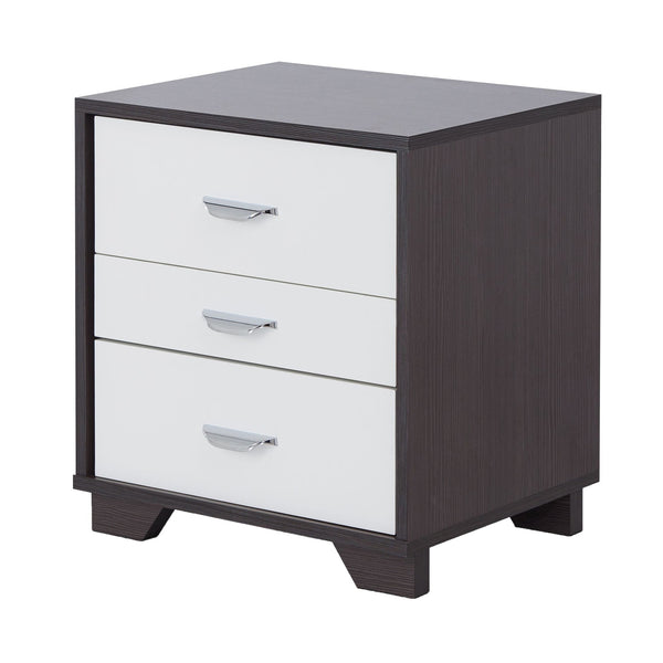 English Elm White Minimalist 3-Drawer Accent Table with Smooth 3/4 Extension Drawers for Bedroom or Living Room Storage White+Black B062P181404