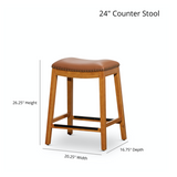 English Elm 30" Bar Stool, White Finish, Black Leather Seat