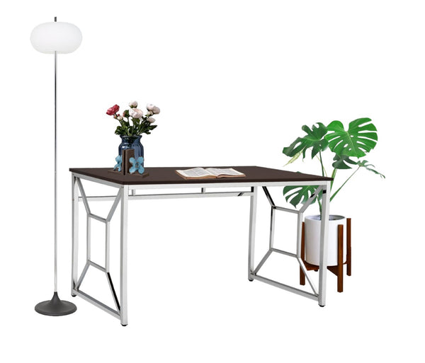 English Elm Martha Wide Home Office Desk with Chrome Legs and Anti-scratch Engineered Wood Top B091P183630