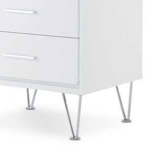 English Elm White Chic 2-Drawer Accent Table with Hairpin Legs, Modern White Nightstand for Storage & Style B062P181399