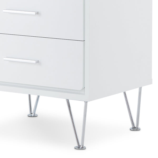English Elm White Chic 2-Drawer Accent Table with Hairpin Legs, Modern White Nightstand for Storage & Style B062P181399