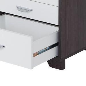English Elm White Minimalist 3-Drawer Accent Table with Smooth 3/4 Extension Drawers for Bedroom or Living Room Storage White+Black B062P181404