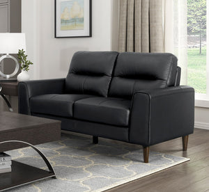 English Elm Modern Mid-century Loveseat Top Grain Leather Solid Wood Legs Living Room Seat B011P183637