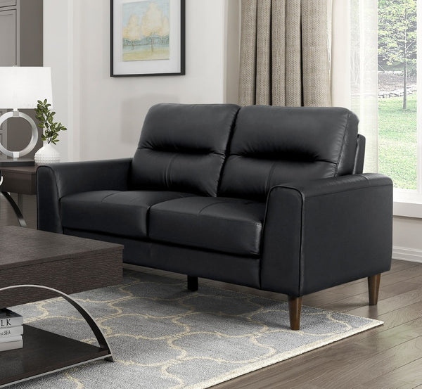 English Elm Modern Mid-century Loveseat Top Grain Leather Solid Wood Legs Living Room Seat B011P183637