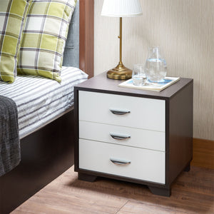 English Elm White Minimalist 3-Drawer Accent Table with Smooth 3/4 Extension Drawers for Bedroom or Living Room Storage White+Black B062P181404