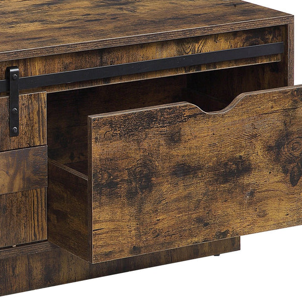 English Elm Rustic Industrial Oak Coffee Table with Open Shelf, Durable Powder-Coated Frame and Spacious Surface Rustic B062P181423